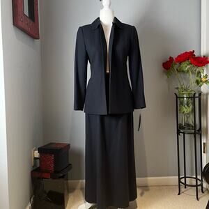 NEW Kasper Career Academia Wool Maxi Skirt Suit Longline Blazer Jacket 2/4P NWT